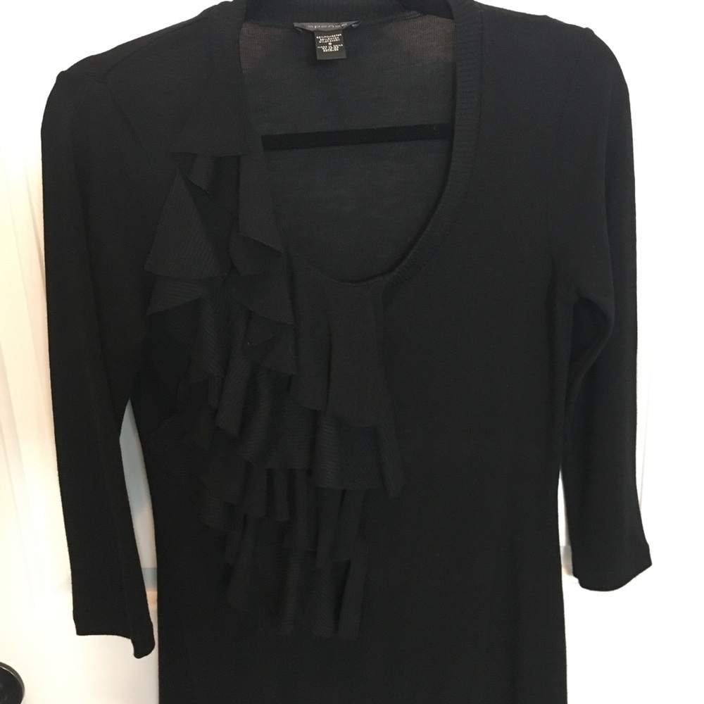 Spense black stretchy knit ruffle dress Small